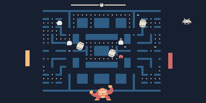 Pacapong jeu Pac-Man Pong Space Invaders mash up