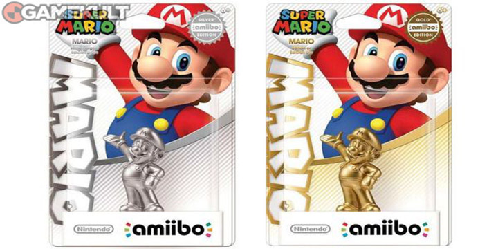 mario amiibo argent nintendo figurines dorée